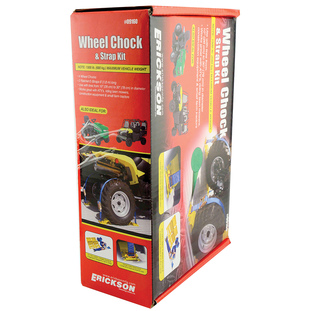 Wheel Chock Tie-Down Kit 6 ft E-track ATV Mower Strap 4 Chocks 2 Straps x 2 in 
