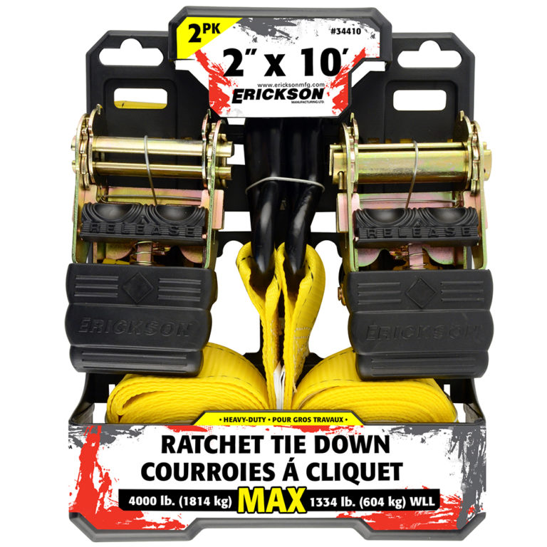 2″ x 10′ 4000 lb. Ratcheting TieDowns with Double JHooks