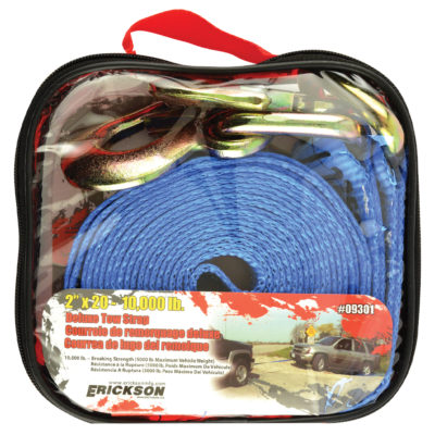 Erickson 09301 Blue 2 x 20 Tow Strap with Forged Safety Snap Hook 